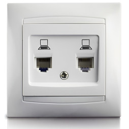 Computer socket 2-way LEMANSO Sakura white LMR1029