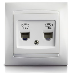 Telephone socket 2-way LEMANSO Sakura white LMR1026