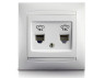 Telephone socket 2-way LEMANSO Sakura white LMR1026