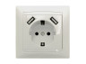 1-way socket with grounding + 2 USB sockets LEMANSO Sakura cream LMR1136