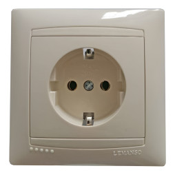 1-way socket with grounding LEMANSO Sakura cream LMR1121