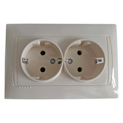 2-way socket with grounding LEMANSO Sakura cream LMR1123