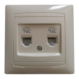 Telephone socket 2-way LEMANSO Sakura cream LMR1126