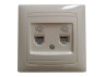 Telephone socket 2-way LEMANSO Sakura cream LMR1126