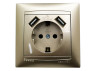 Socket 1-way with grounding + 2 USB sockets LEMANSO Sakura gold LMR1231