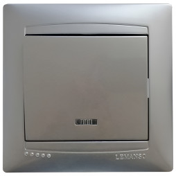 Switch 1-way + LED backlight LEMANSO Sakura silver LMR1304