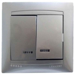 Вимикач 2-й + LED підсвітка  LEMANSO Сакура срібло      LMR1307
