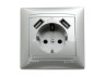 Socket 1-way with grounding + socket 2 USB LEMANSO Sakura silver LMR1331