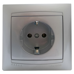 Розетка 1-на з заземленням LEMANSO Сакура срібло  LMR1321
