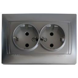Socket 2-way with grounding LEMANSO Sakura silver LMR1323