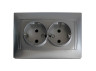 Socket 2-way with grounding LEMANSO Sakura silver LMR1323