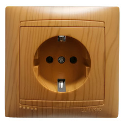 Socket 1-way with grounding LEMANSO Sakura alder LMR1421