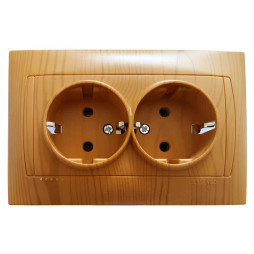 Socket 2-way with grounding LEMANSO Sakura alder LMR1423