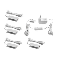 Set of aluminum LED clips for lighting glass shelves with manual switch 4pcs 220V warm white light, white wire LEDUA