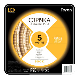 LED strip Feron LS612 12V 9.6W/m warm white