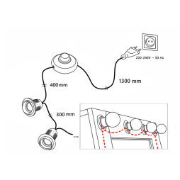 Makeup mirror light LED recessed 220V 6pcs E14 foot switch, white color LEDUA