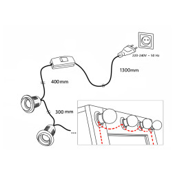 Makeup mirror light LED recessed 220V 7pcs E14 manual switch, white color LEDUA