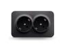 IP20 Outdoor double socket with grounding black graphite VIDEX BINERA
