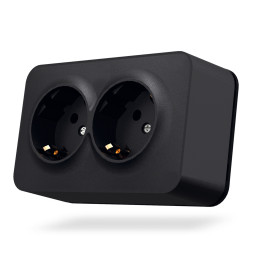 IP20 Outdoor double socket with grounding black graphite VIDEX BINERA