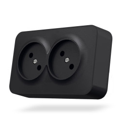 IP20 External double socket black graphite VIDEX BINERA