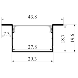 Aluminum profile for LED strip AL-29 2 meters black recessed LEDUA