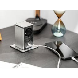 TOWER extension cord 1 SCHUKO socket 1xUSB 1xTYPE-C cable 1.5m with plug 180-250V Black GTV