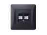 Socket CAT3+CAT3 double telephone black graphite VIDEX BINERA