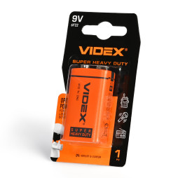 Salt battery VIDEX 6F22/9V (Krona) 1pc SMALL BLISTER