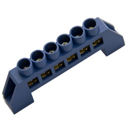 Connecting busbar 6*9 6ways Lemanso blue / LMA070