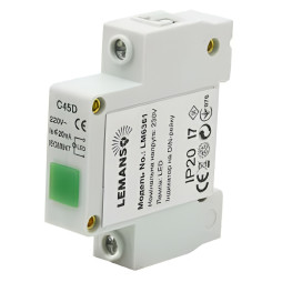 Single-phase voltage indicator 230V Lemanso on DIN-rail IP20 LM6361 green