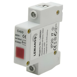 Single-phase voltage indicator 230V Lemanso on DIN-rail IP20 LM6361 red