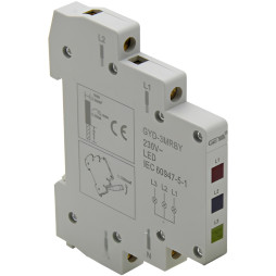 Three-phase voltage indicator 230V thin Lemanso on DIN-rail (3 colors: red, yellow, green) LM6380