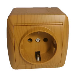 Surface socket 1-way with grounding LEMANSO Magnolia alder LMR2104