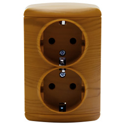 Surface socket 2-way with grounding LEMANSO Magnolia alder LMR2107