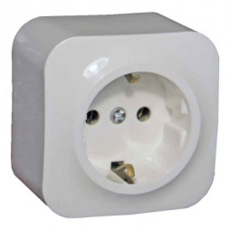 Surface socket 1-way with grounding LEMANSO Note white LMR2304