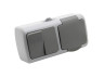 Surface block 2-way switch + socket with grounding + cover LEMANSO Nemo gray LMR2411
