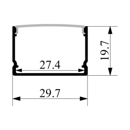 Aluminum profile for LED strip AL-48 2 meters black surface mounted LEDUA