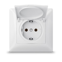 Single socket with grounding and cover white TITANUM STANDARD