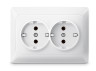 Double socket with grounding white TITANUM STANDARD