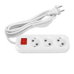 Extension cord without grounding 3 sockets with button 3m (2x1mm) white TITANUM STANDARD