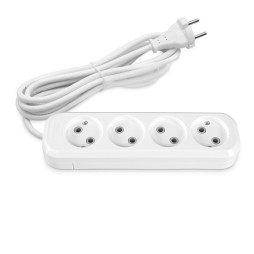 Extension cord without grounding 4 sockets 3m (2x1mm) white TITANUM STANDARD