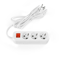 Extension cord with grounding 3 sockets with button 3m (3x1.5mm) white TITANUM STANDARD