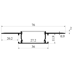 Aluminum profile for LED strip for plasterboard AL-21-5 3 meters anodized under plaster LEDUA