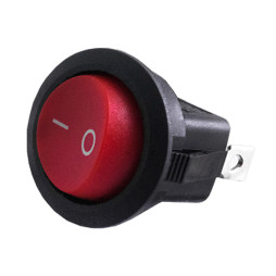 Switch KCD1-101-8; on-off 2pin round black, red switch LEDUA