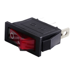 Switch KCD3-102N; on-off 3pin 220v rectangular black, red switch LEDUA