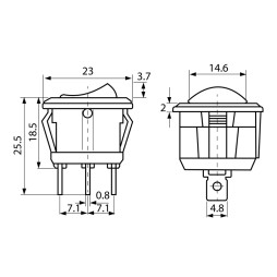 Switch KCD1-101EN-5 3pin round black-red LEDUA