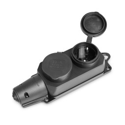 Extension socket IP44 with grounding 2 sockets 16A black TITANUM STANDARD