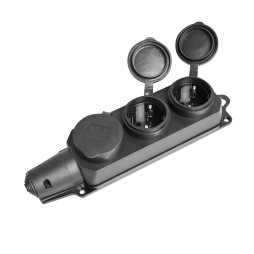 Extension socket IP44 with grounding 3 sockets 16A black TITANUM STANDARD