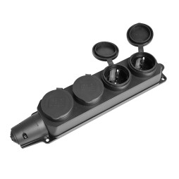 Extension socket IP44 with grounding 4 sockets 16A black TITANUM STANDARD