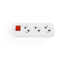 Extension socket without grounding 3 sockets with button white TITANUM STANDARD